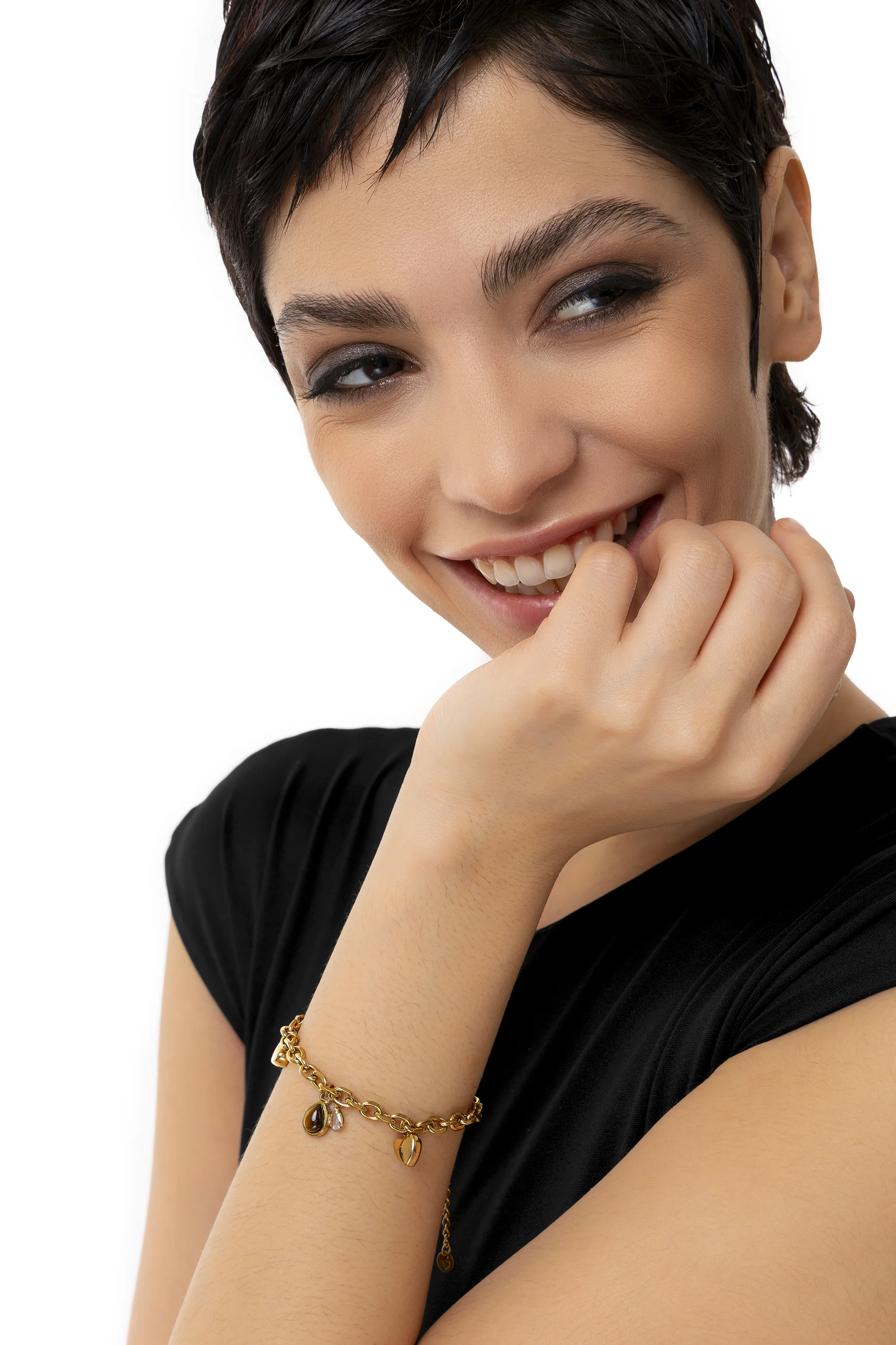 BRACCIALE CUORI E PIETRA MARRONE - Image 3