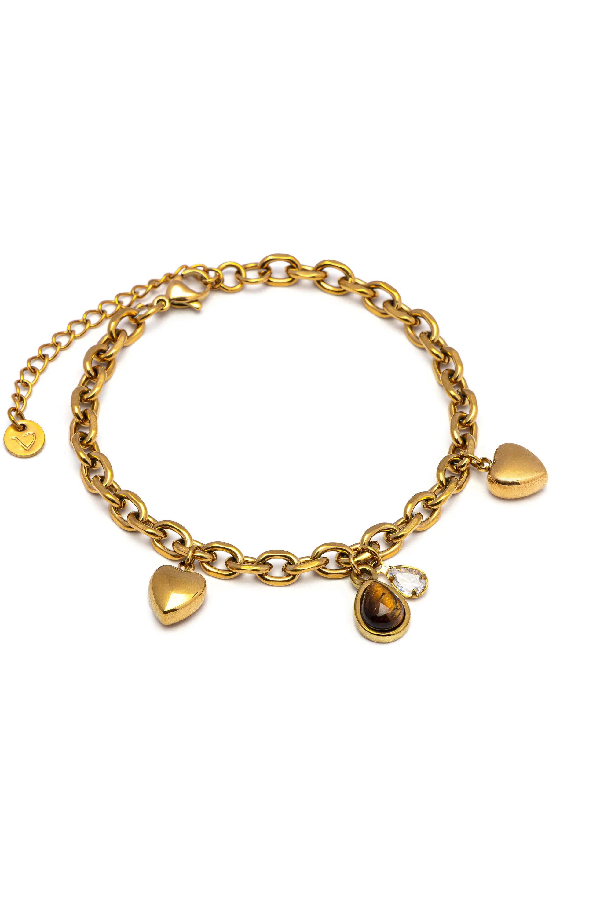 BRACCIALE CUORI E PIETRA MARRONE - Image 4