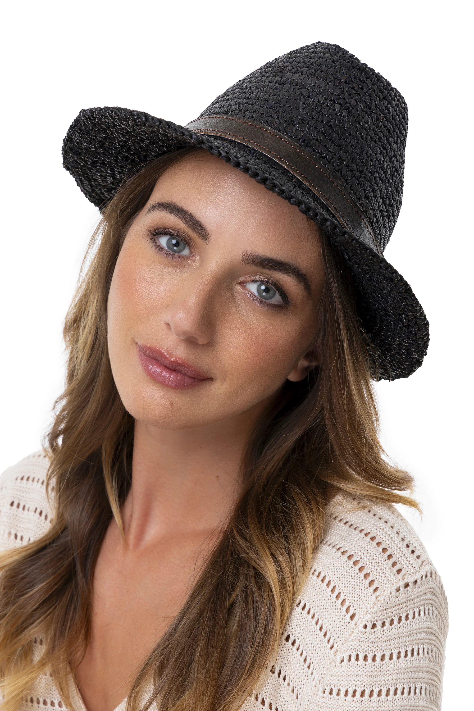 CAPPELLO RAFIA COWBOY CROCHET & PELLE - Image 2