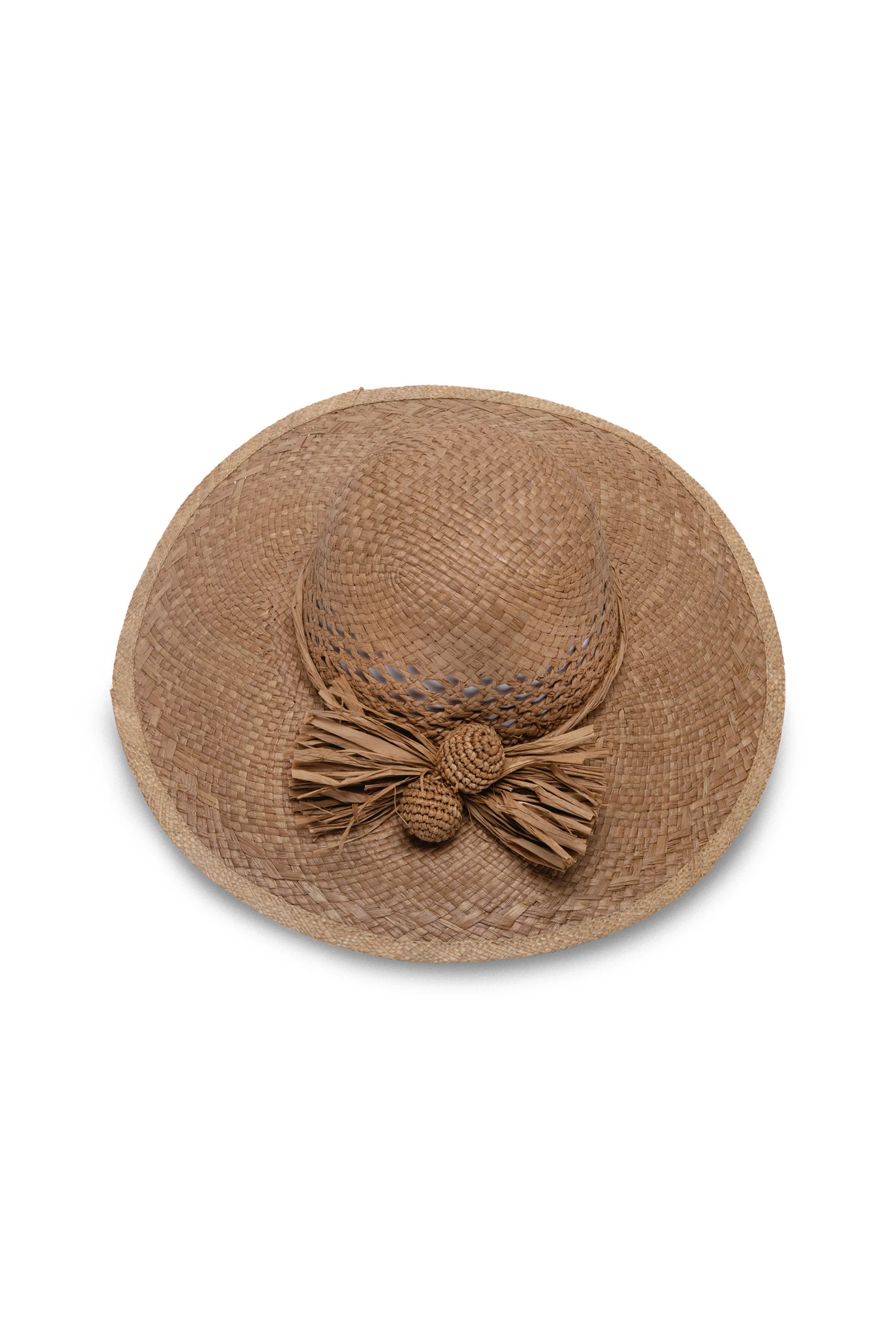 CAPPELLO RAFIA POMPON CROCHET