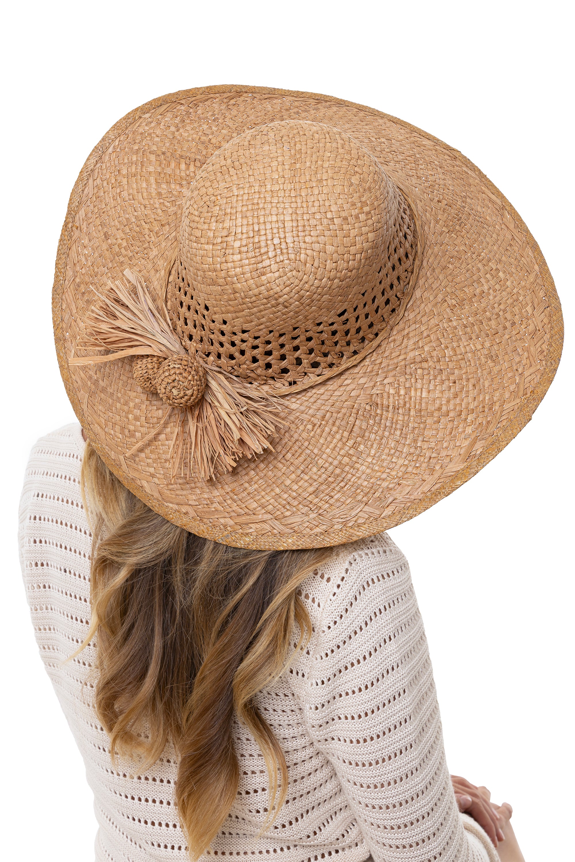 CAPPELLO RAFIA POMPON CROCHET - Image 3