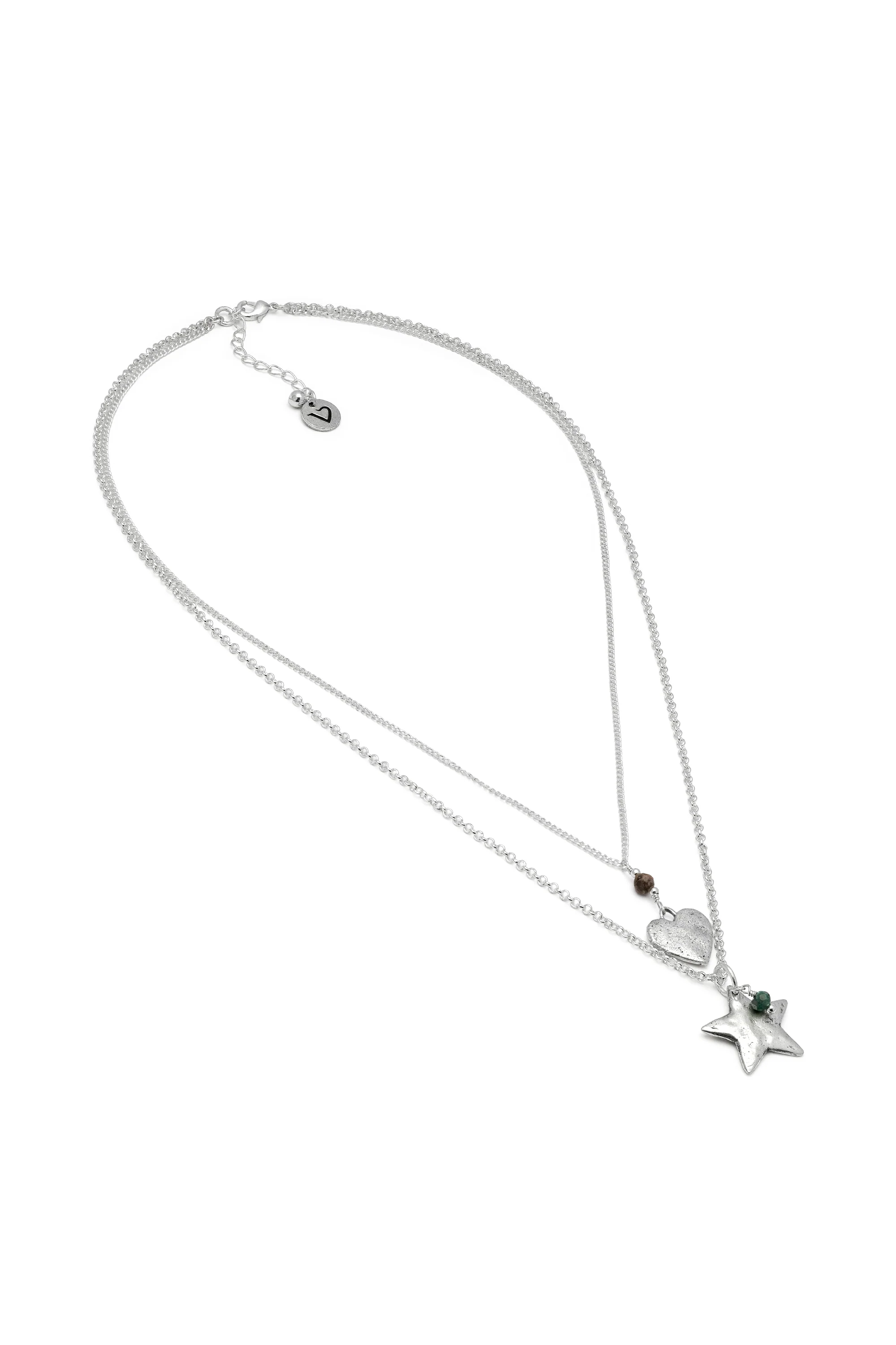 COLLANA 2 CATENE CUORE/STELLA/MINI PIETRE