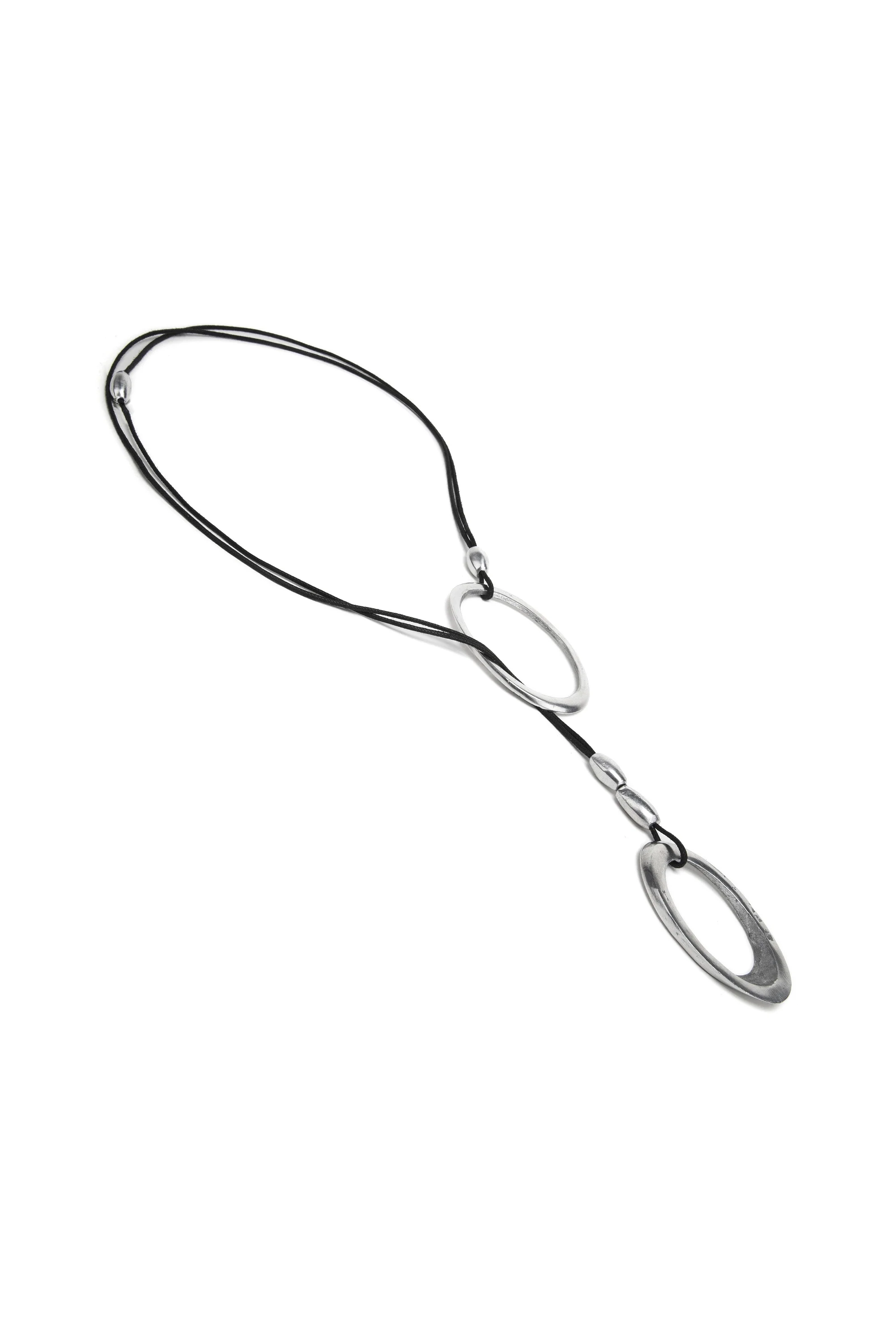 PENDENTE 2 OVALI CON FILO NERO